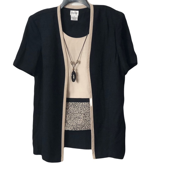 Liz Baker Women’s Black, Tan, Leopard Print and White Jacket Top Size 14 - Picture 10 of 10